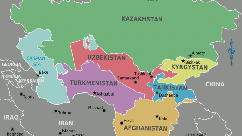 Map of Central Asia 800x450 center center